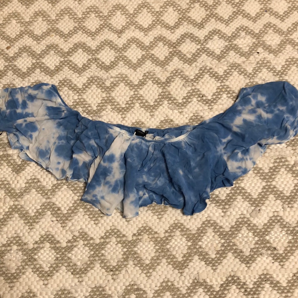 Blue off shoulder bra top
